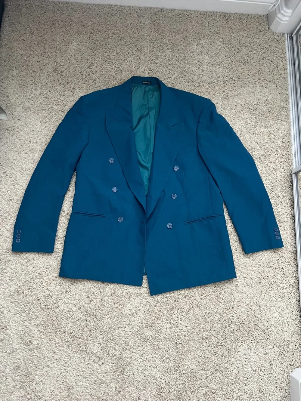 Men's Double-Breasted Teal Blazer
